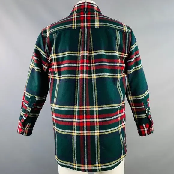 BLACK FLEECE Size M Green Multi Color Plaid Wool Shirt Jacket